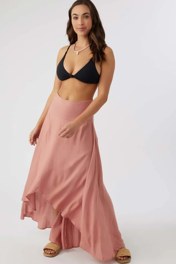 O’Neill Bottoms^AMBROSIO HIGH-LOW MAXI SKIRT OLD ROSE