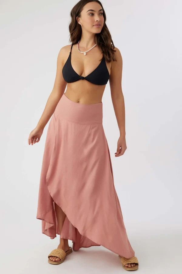 O’Neill Bottoms^AMBROSIO HIGH-LOW MAXI SKIRT OLD ROSE