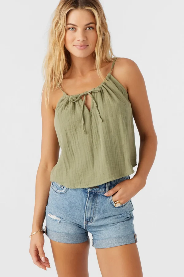 O’Neill Cover-Ups | Tops^ANYA CRINKLE DOUBLE GAUZE TANK TOP OIL GREEN