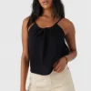 O’Neill Tops^ANYA CRINKLE DOUBLE GAUZE TANK TOP BLACK