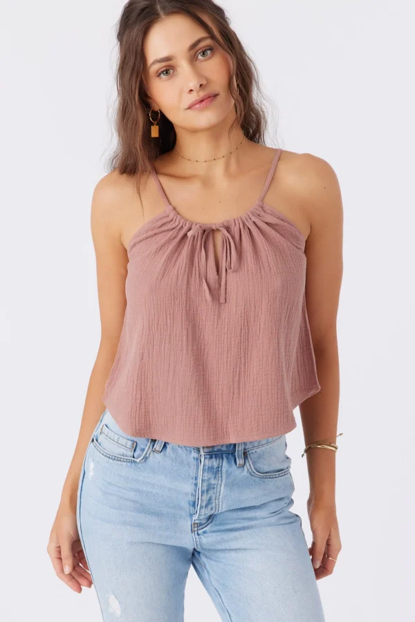 O’Neill Tops^ANYA CRINKLE DOUBLE GAUZE TANK TOP BURLWOOD