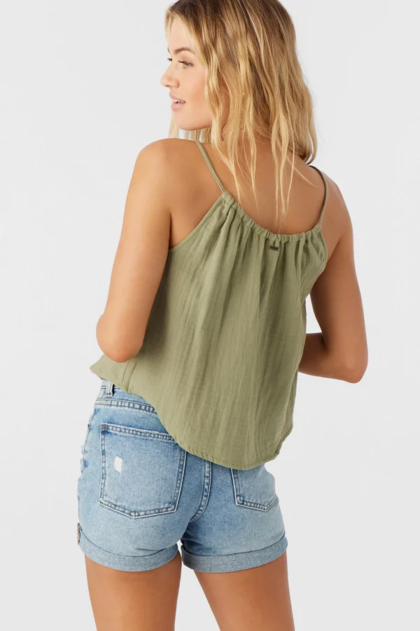 O’Neill Cover-Ups | Tops^ANYA CRINKLE DOUBLE GAUZE TANK TOP OIL GREEN