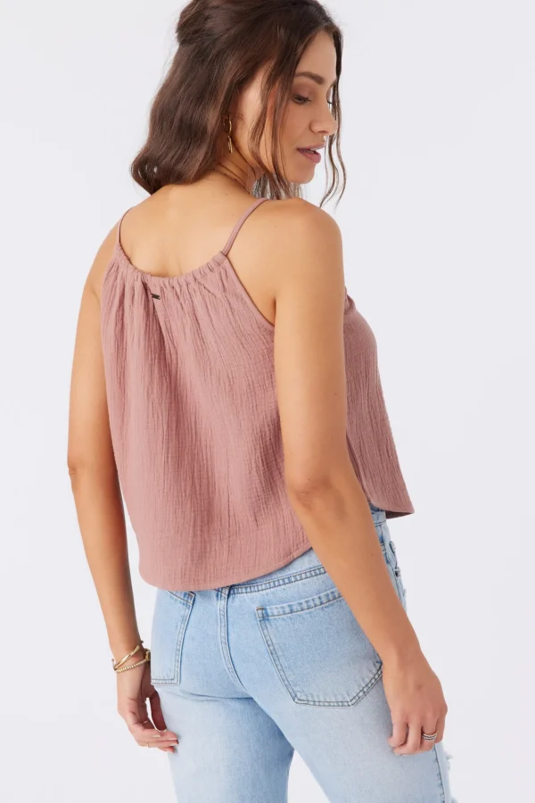 O’Neill Tops^ANYA CRINKLE DOUBLE GAUZE TANK TOP BURLWOOD