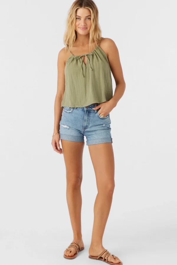 O’Neill Cover-Ups | Tops^ANYA CRINKLE DOUBLE GAUZE TANK TOP OIL GREEN