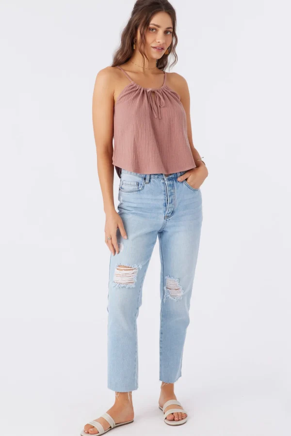 O’Neill Tops^ANYA CRINKLE DOUBLE GAUZE TANK TOP BURLWOOD