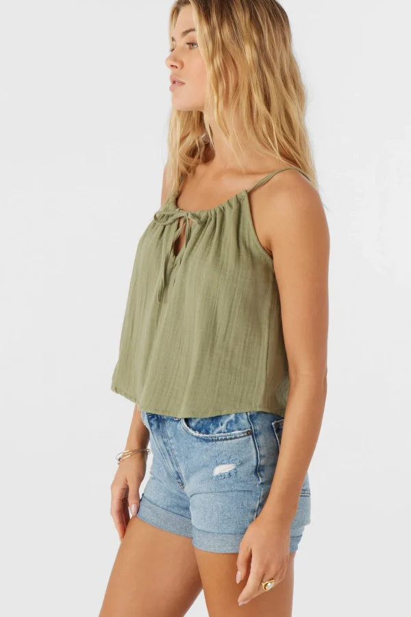 O’Neill Cover-Ups | Tops^ANYA CRINKLE DOUBLE GAUZE TANK TOP OIL GREEN