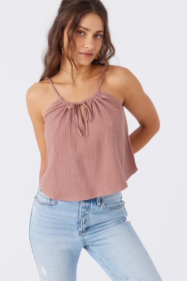 O’Neill Tops^ANYA CRINKLE DOUBLE GAUZE TANK TOP BURLWOOD