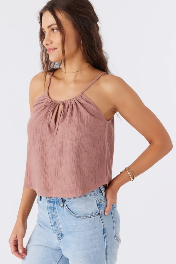 O’Neill Tops^ANYA CRINKLE DOUBLE GAUZE TANK TOP BURLWOOD