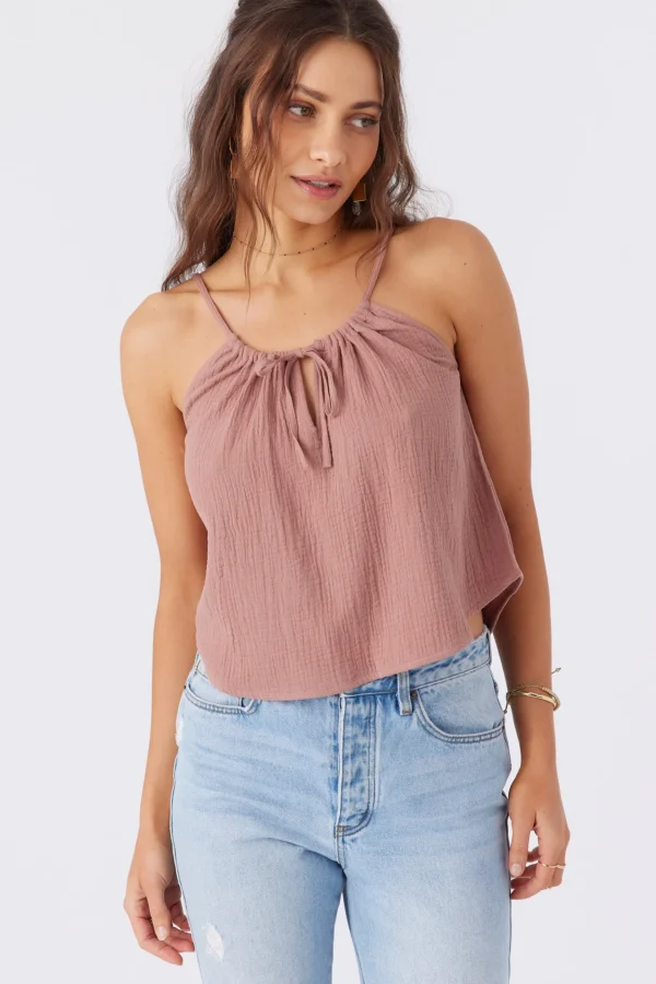 O’Neill Tops^ANYA CRINKLE DOUBLE GAUZE TANK TOP BURLWOOD