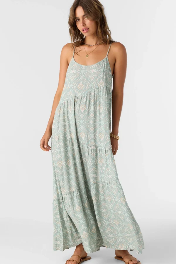 O’Neill Dresses^ARIETTE MARIA TILE MAXI DRESS SILVER BLUE