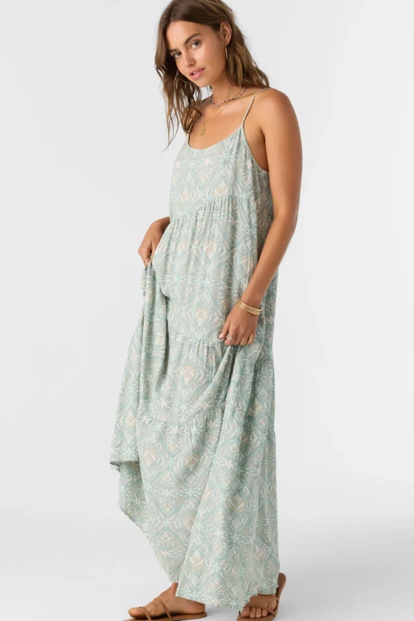 O’Neill Dresses^ARIETTE MARIA TILE MAXI DRESS SILVER BLUE