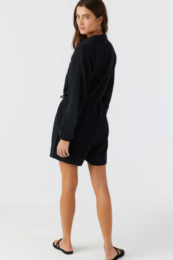 O’Neill Jumpsuits & Rompers^AVALA COTTON CRINKLE DOUBLE GAUZE ROMPER BLACK