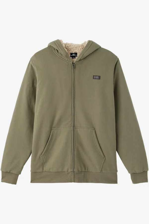 O’Neill Pullovers^BOY'S FIFTY TWO HIGH PILE LINED ZIP FLEECE DEEP LICHEN GREEN