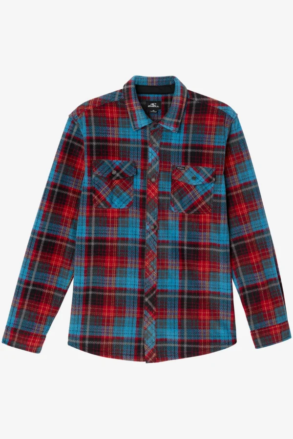 O’Neill Tops^BOY'S GLACIER PLAID SUPERFLEECE SHIRT RED