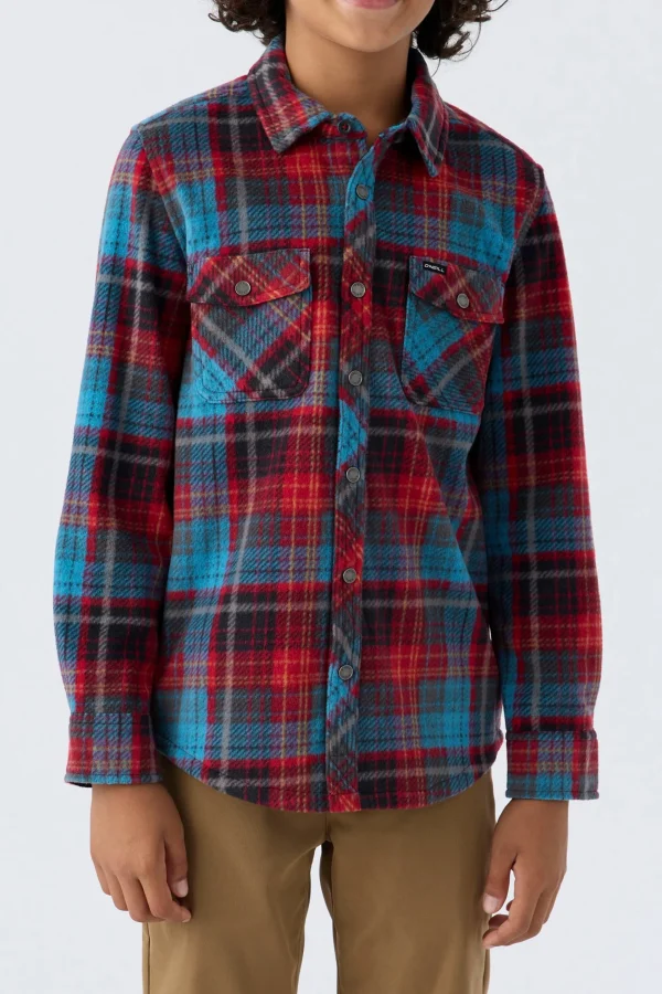 O’Neill Tops^BOY'S GLACIER PLAID SUPERFLEECE SHIRT RED