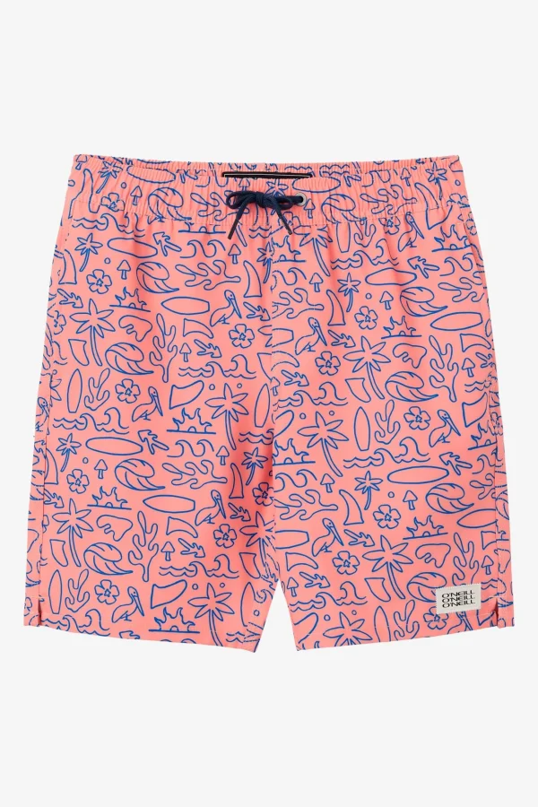 O’Neill Boardshorts^BOY'S HERMOSA ELASTIC WAIST 16" SWIM TRUNKS CORAL 2