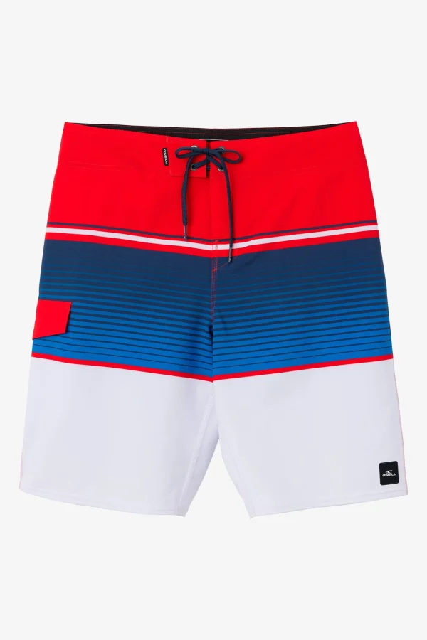 O’Neill Boardshorts^BOY'S LENNOX STRIPE 18" BOARDSHORTS RED WHITE BLUE