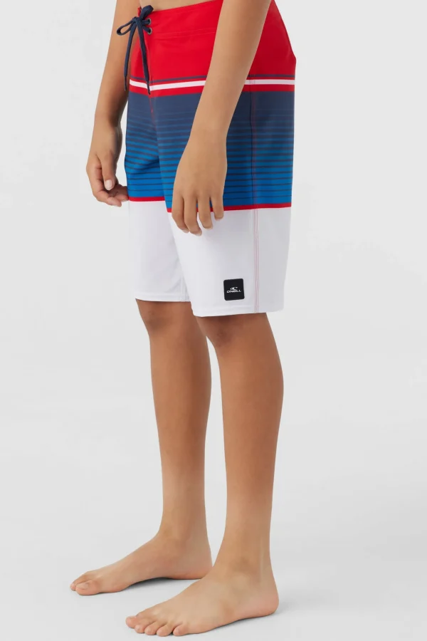 O’Neill Boardshorts^BOY'S LENNOX STRIPE 18" BOARDSHORTS RED WHITE BLUE