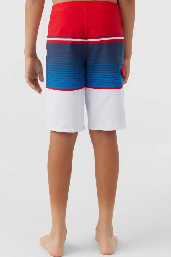 O’Neill Boardshorts^BOY'S LENNOX STRIPE 18" BOARDSHORTS RED WHITE BLUE