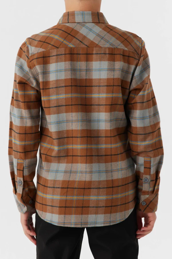 O’Neill Tops^BOY'S REDMOND PLAID STRETCH FLANNEL MED BROWN