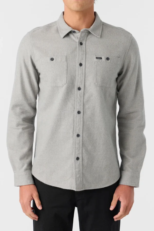 O’Neill Shirts & Flannels^BREAKWATER SOLID FLANNEL STANDARD FIT SHIRT LIGHT GREY