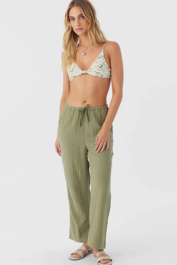 O’Neill Cover-Ups | Bottoms^BRENDA CRINKLE DOUBLE GAUZE BEACH PANTS OIL GREEN