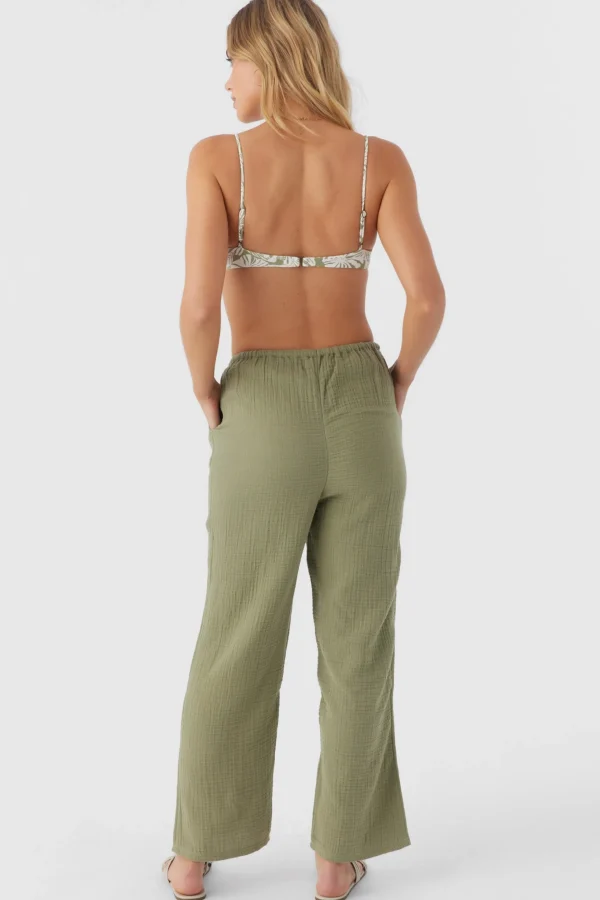 O’Neill Cover-Ups | Bottoms^BRENDA CRINKLE DOUBLE GAUZE BEACH PANTS OIL GREEN