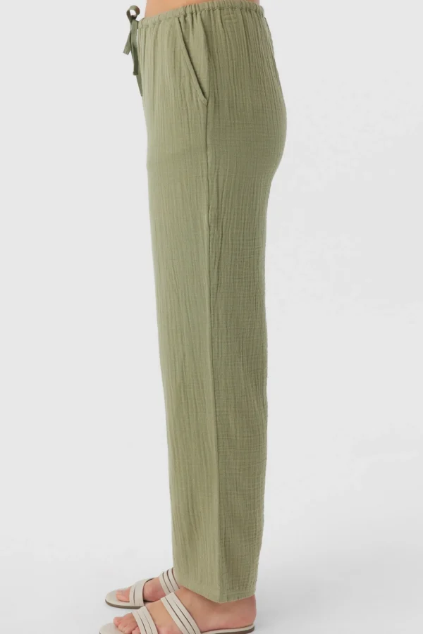 O’Neill Cover-Ups | Bottoms^BRENDA CRINKLE DOUBLE GAUZE BEACH PANTS OIL GREEN