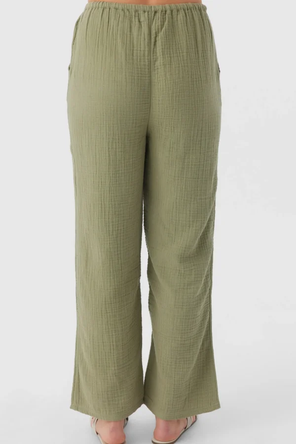 O’Neill Cover-Ups | Bottoms^BRENDA CRINKLE DOUBLE GAUZE BEACH PANTS OIL GREEN