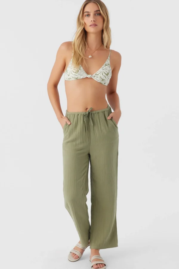 O’Neill Cover-Ups | Bottoms^BRENDA CRINKLE DOUBLE GAUZE BEACH PANTS OIL GREEN