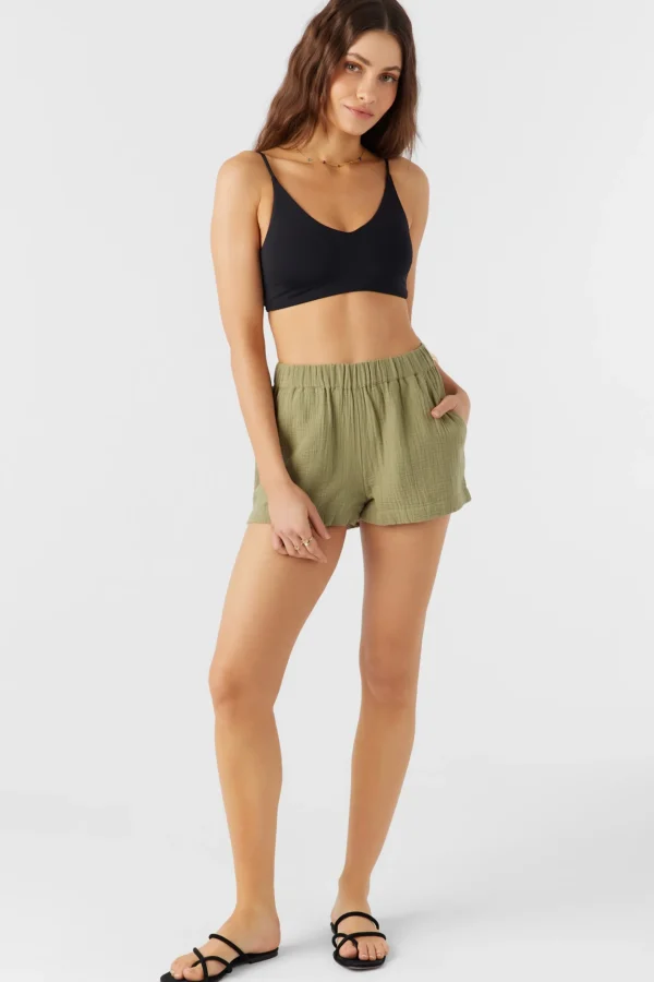 O’Neill Bottoms^CARALEE DOUBLE GAUZE SHORTS OIL GREEN