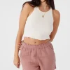 O’Neill Bottoms^CARLA CRINKLE DOUBLE GAUZE BEACH SHORTS BURLWOOD