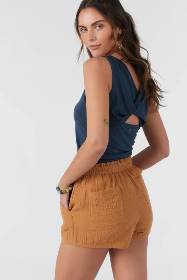 O’Neill Cover-Ups | Bottoms^CARLA CRINKLE DOUBLE GAUZE BEACH SHORTS BROWN SUGAR