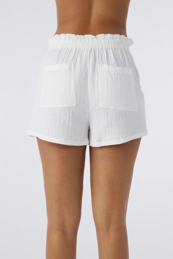 O’Neill Cover-Ups^CARLA CRINKLE DOUBLE GAUZE BEACH SHORTS WHITE