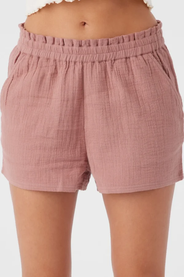 O’Neill Bottoms^CARLA CRINKLE DOUBLE GAUZE BEACH SHORTS BURLWOOD