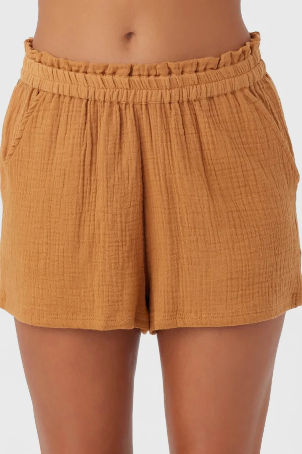 O’Neill Cover-Ups | Bottoms^CARLA CRINKLE DOUBLE GAUZE BEACH SHORTS BROWN SUGAR