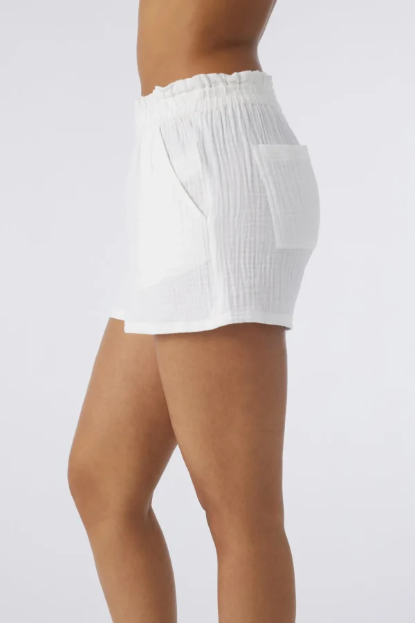 O’Neill Cover-Ups^CARLA CRINKLE DOUBLE GAUZE BEACH SHORTS WHITE