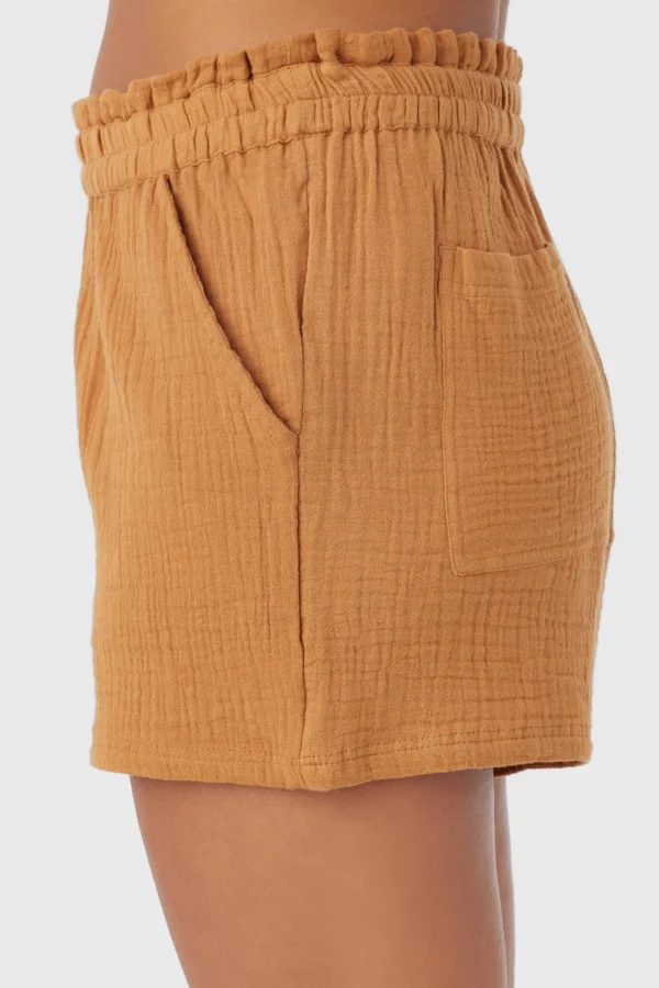 O’Neill Cover-Ups | Bottoms^CARLA CRINKLE DOUBLE GAUZE BEACH SHORTS BROWN SUGAR