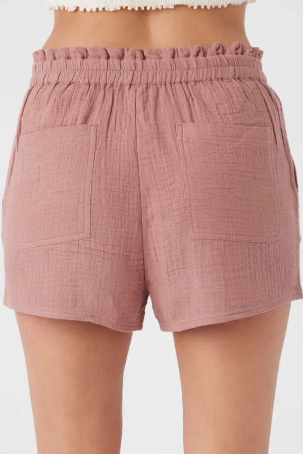 O’Neill Bottoms^CARLA CRINKLE DOUBLE GAUZE BEACH SHORTS BURLWOOD