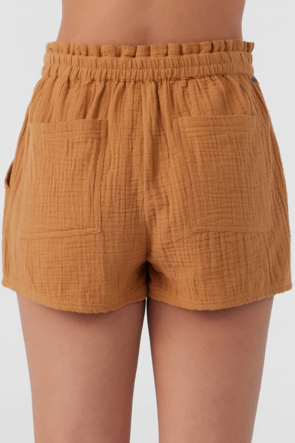 O’Neill Cover-Ups | Bottoms^CARLA CRINKLE DOUBLE GAUZE BEACH SHORTS BROWN SUGAR