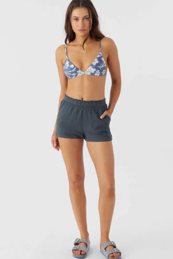 O’Neill Bottoms^CARLA CRINKLE DOUBLE GAUZE BEACH SHORTS SLATE