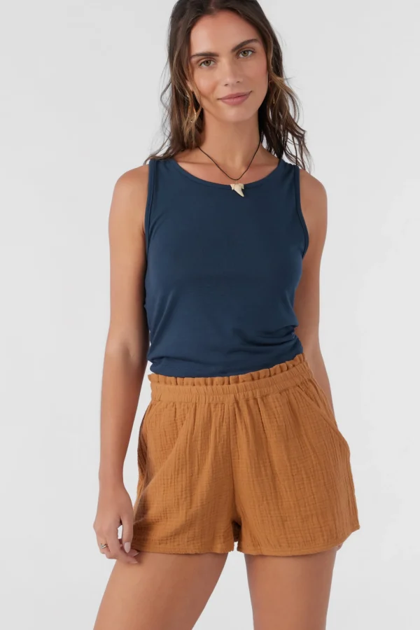 O’Neill Cover-Ups | Bottoms^CARLA CRINKLE DOUBLE GAUZE BEACH SHORTS BROWN SUGAR