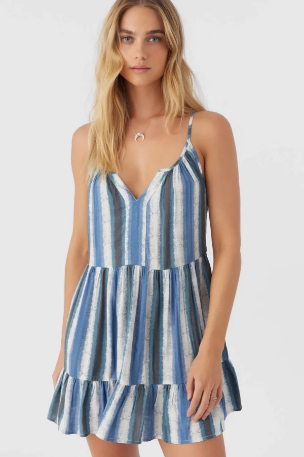 O’Neill Dresses^CHERI FADE STRIPE TIERED DRESS SLATE