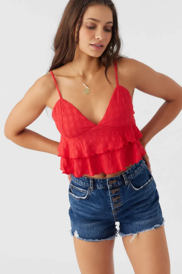 O’Neill Tops^CHLOEY TEXTURED KNIT TIERED TANK TOP BITTERSWEET