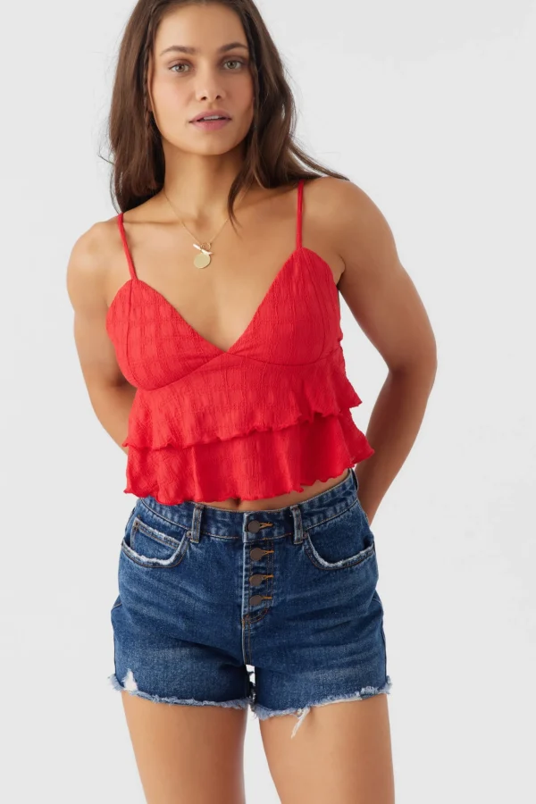 O’Neill Tops^CHLOEY TEXTURED KNIT TIERED TANK TOP BITTERSWEET