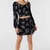 O’Neill Bottoms^CIERRA NADIA PAISLEY SMOCKED MINI SKIRT BLACK