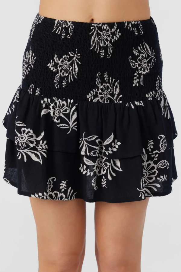 O’Neill Bottoms^CIERRA NADIA PAISLEY SMOCKED MINI SKIRT BLACK