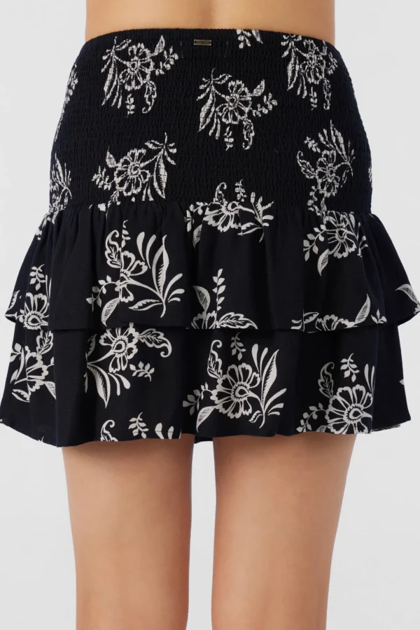 O’Neill Bottoms^CIERRA NADIA PAISLEY SMOCKED MINI SKIRT BLACK