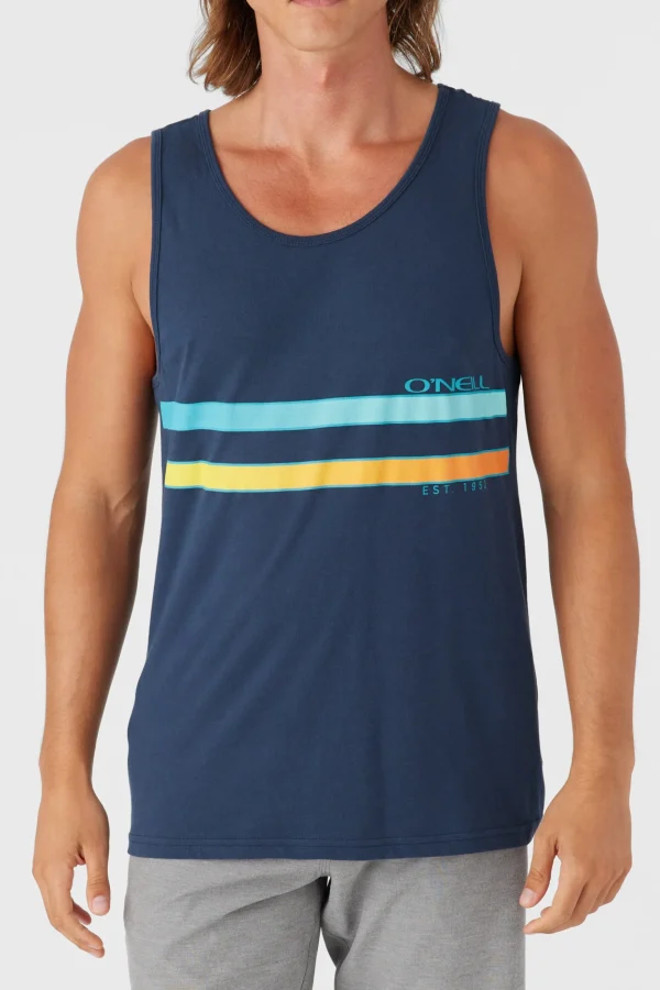 O’Neill Tees^COMP STRIPE TANK NEW NAVY