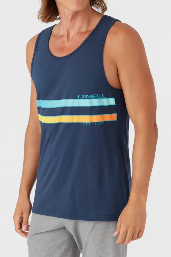 O’Neill Tees^COMP STRIPE TANK NEW NAVY